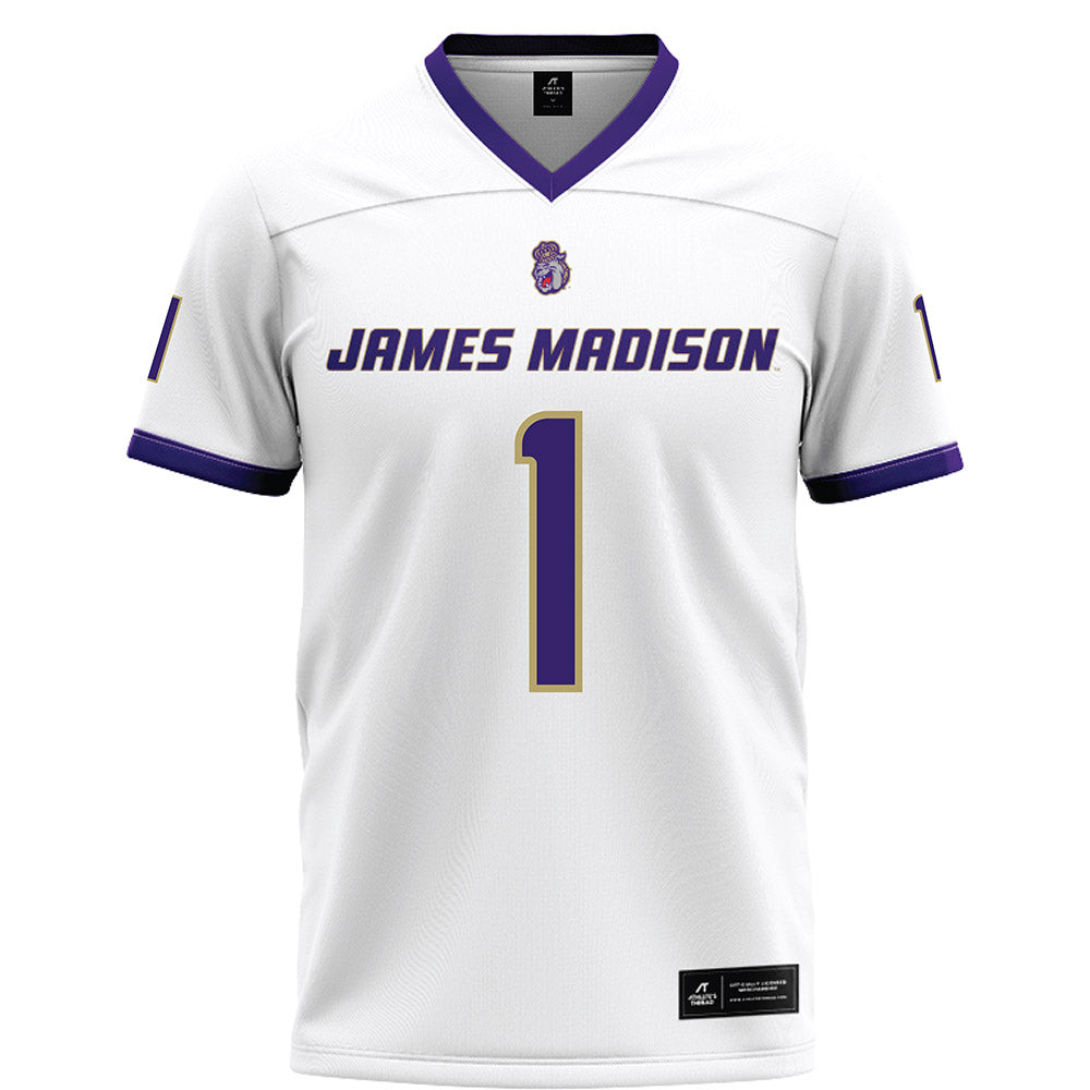 JMU - NCAA Football : Damier Minkah - White Football Jersey-0