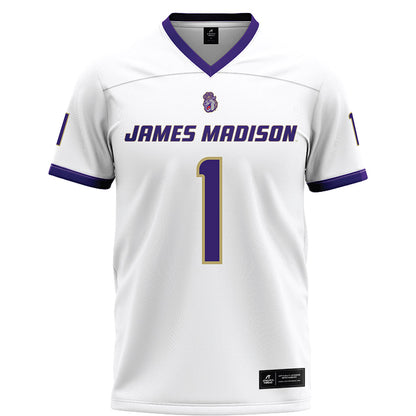 JMU - NCAA Football : Damier Minkah - White Football Jersey-0