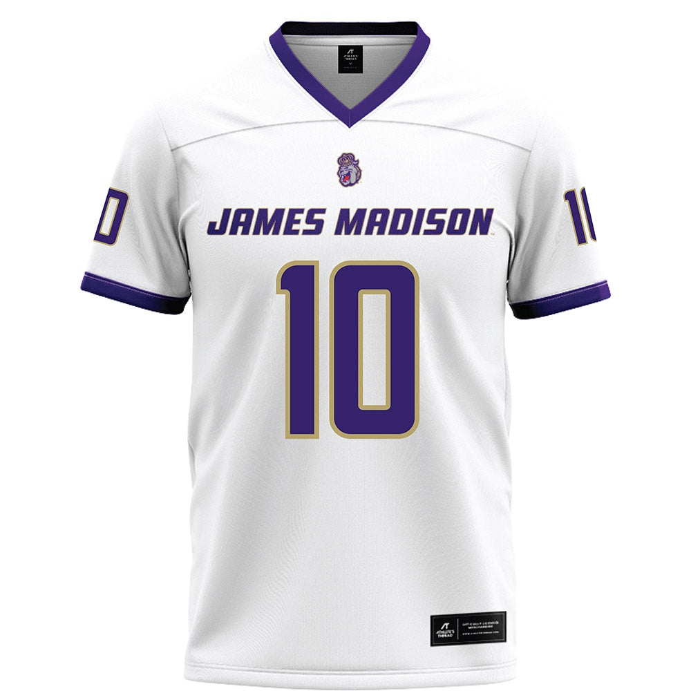 JMU - NCAA Football : Braeden Wisloski - White Football Jersey-0