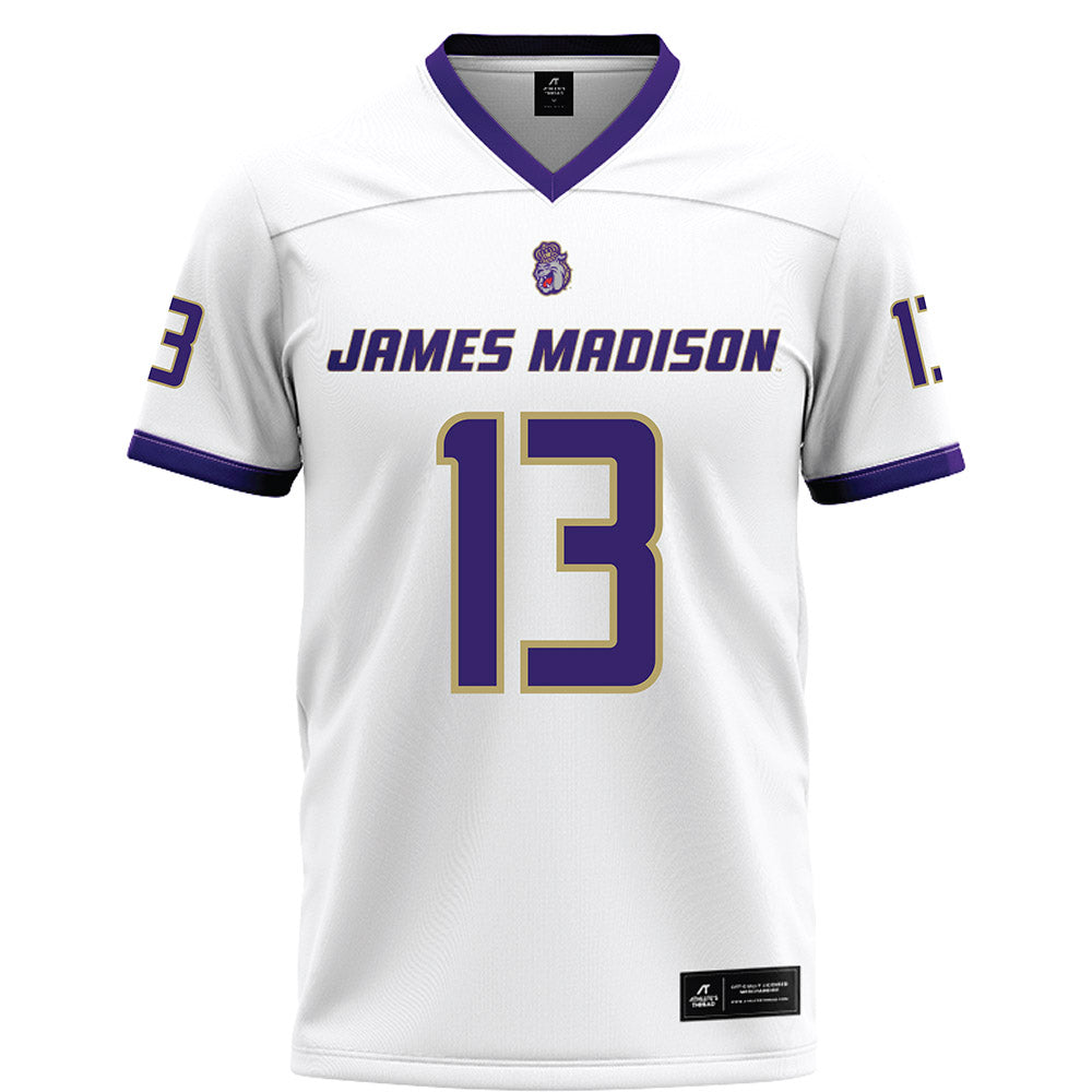 JMU - NCAA Football : Kacey Gilliam - White Football Jersey-0