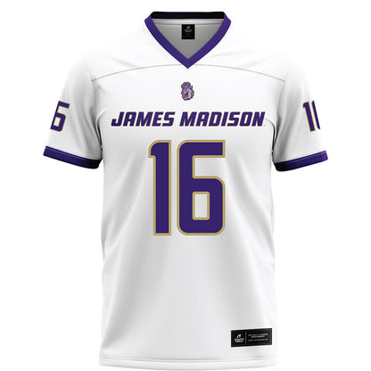 JMU - NCAA Football : TJ McGill - White Football Jersey-0