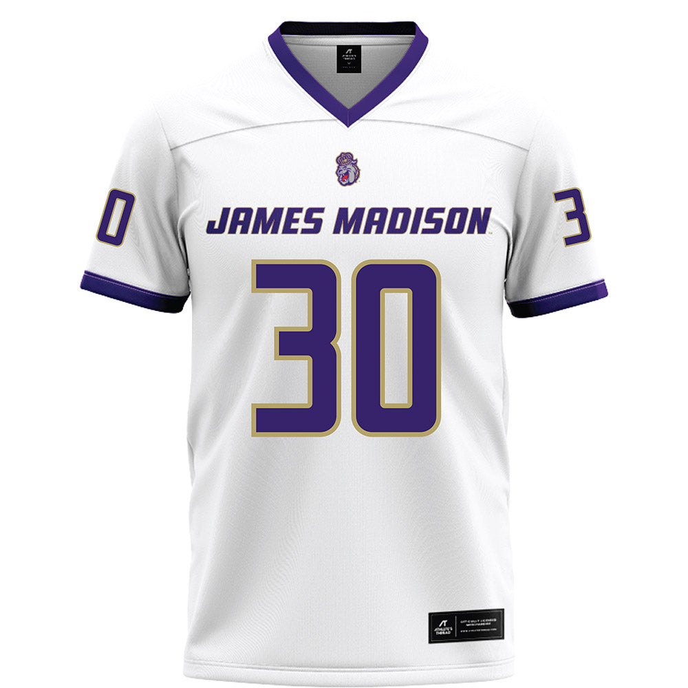 JMU - NCAA Football : Dkwan Thomas - White Football Jersey-0