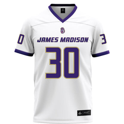 JMU - NCAA Football : Dkwan Thomas - White Football Jersey-0