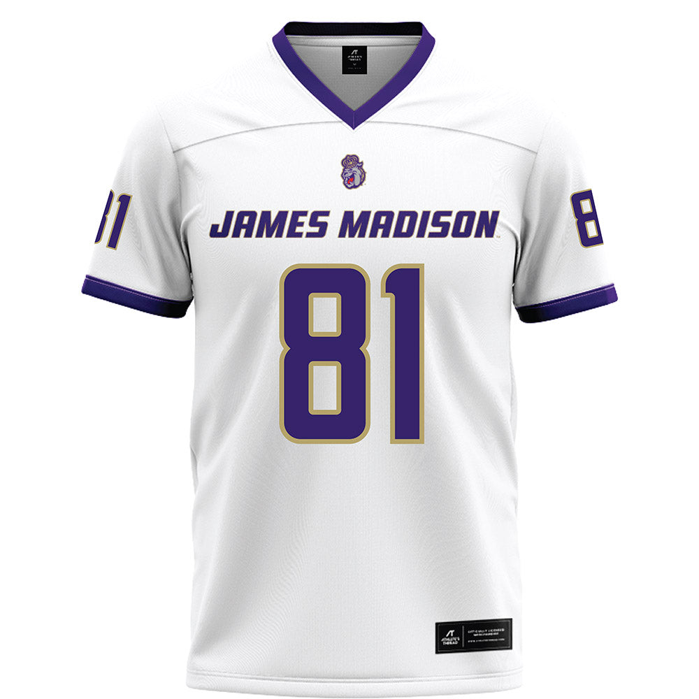 JMU - NCAA Football : Sue Yost - White Football Jersey-0