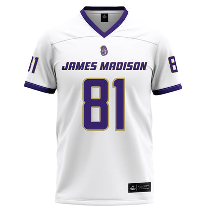 JMU - NCAA Football : Sue Yost - White Football Jersey-0