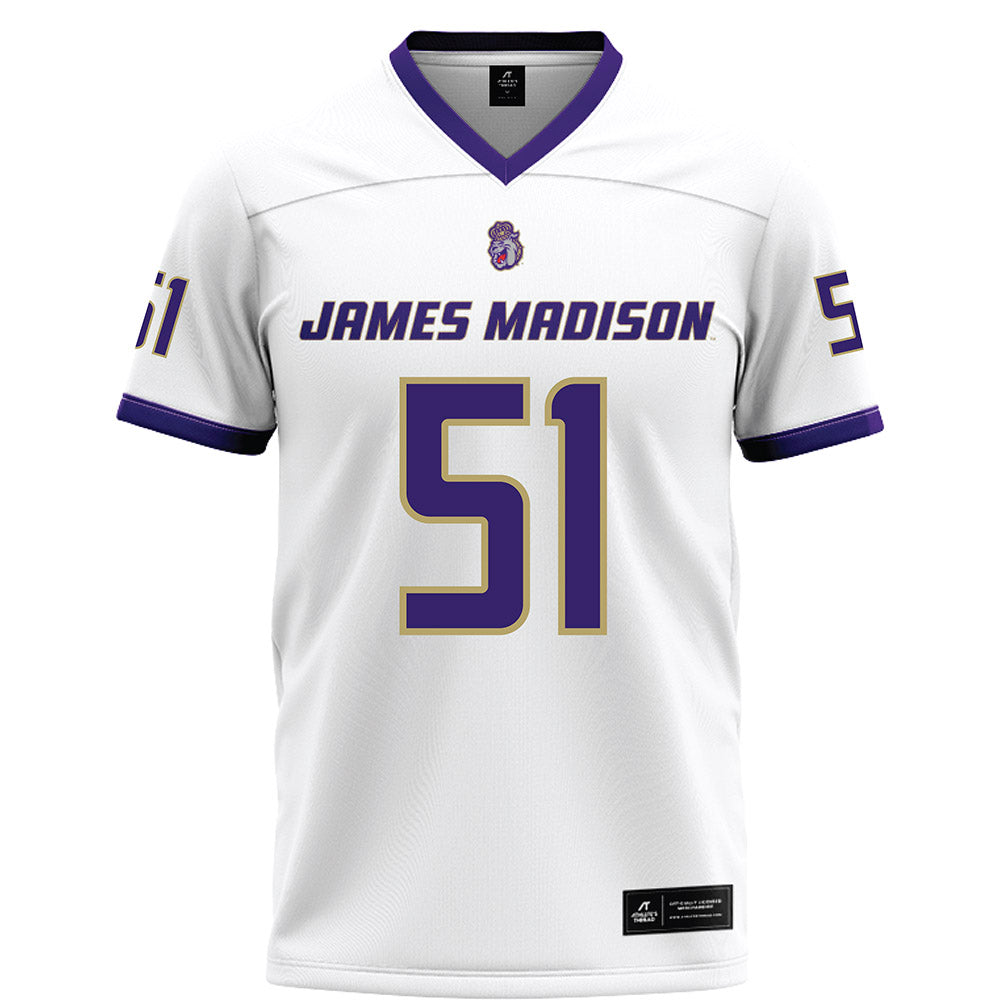 JMU - NCAA Football : Christopher Bispham - White Football Jersey-0