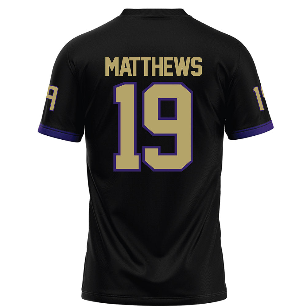 JMU - NCAA Football : Micah Matthews - Black Football Jersey-1