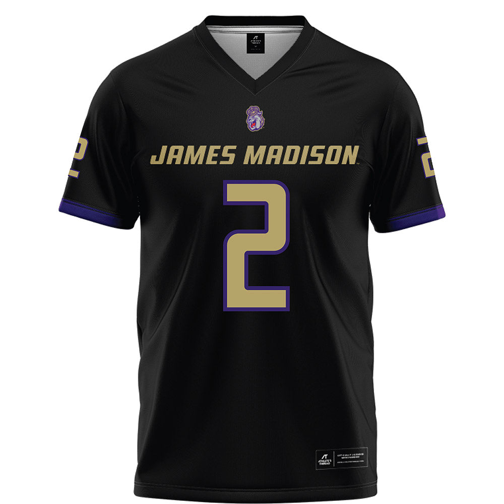 JMU - NCAA Football : Nakian Jackson - Black Football Jersey-0