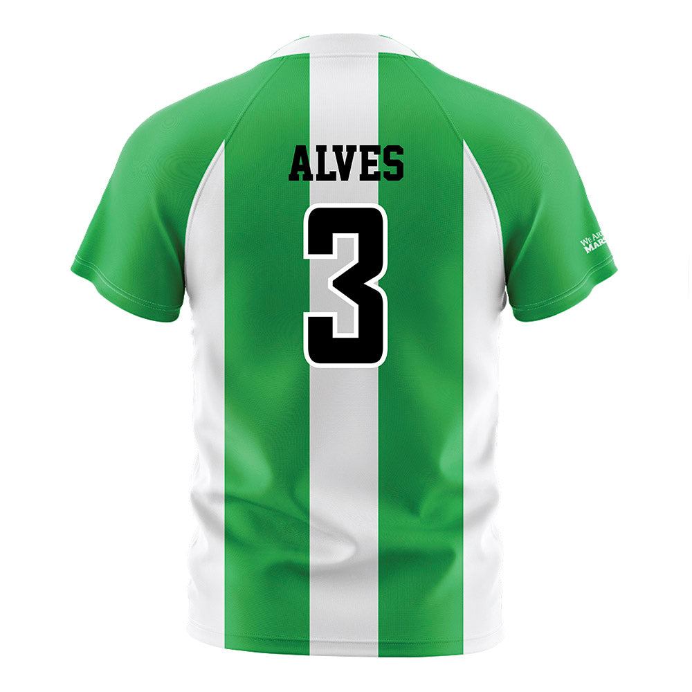 Marshall - NCAA Men's Soccer : Joao Alves - Green/White Stripes Soccer Jersey-1