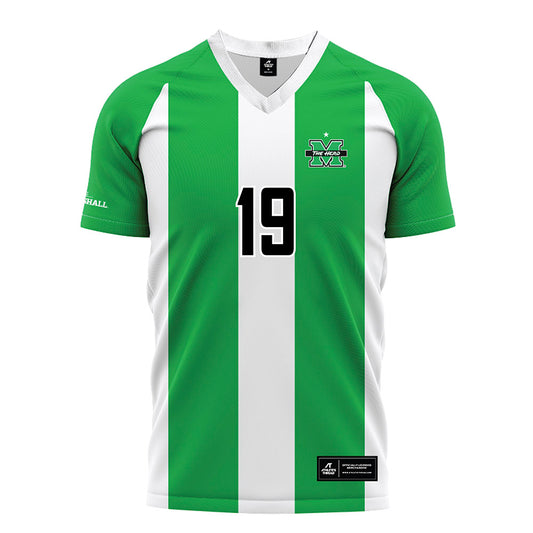 Marshall - NCAA Men's Soccer : Yasha Schaerer - Green/White Stripes Soccer Jersey-0