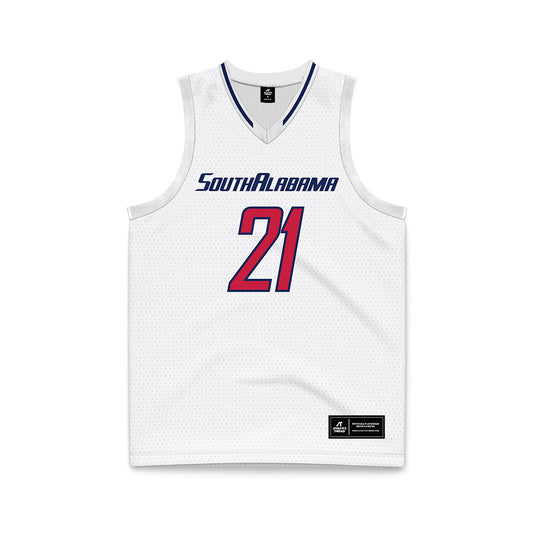 South Alabama - NCAA Men's Basketball : Aaron Goldstein - White Basketball Jersey-0