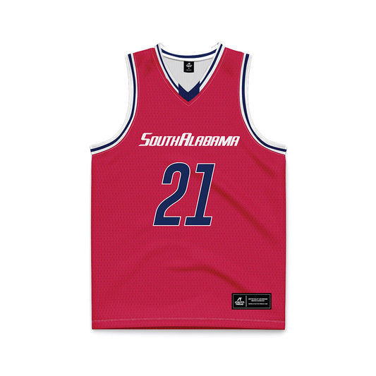 South Alabama - NCAA Men's Basketball : Aaron Goldstein - Red Basketball Jersey-0