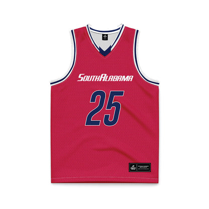 South Alabama - NCAA Men's Basketball : Judah Brown - Red Basketball Jersey-0