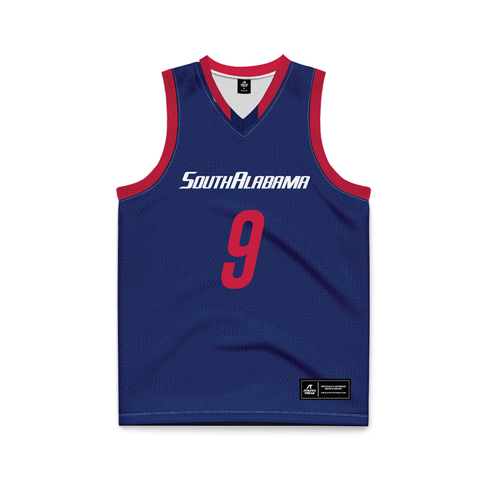 South Alabama - NCAA Men's Basketball : Peyton Law - Blue Basketball Jersey-0