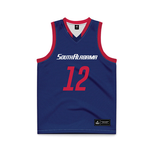 South Alabama - NCAA Men's Basketball : Aedan Lewis - Blue Basketball Jersey-0