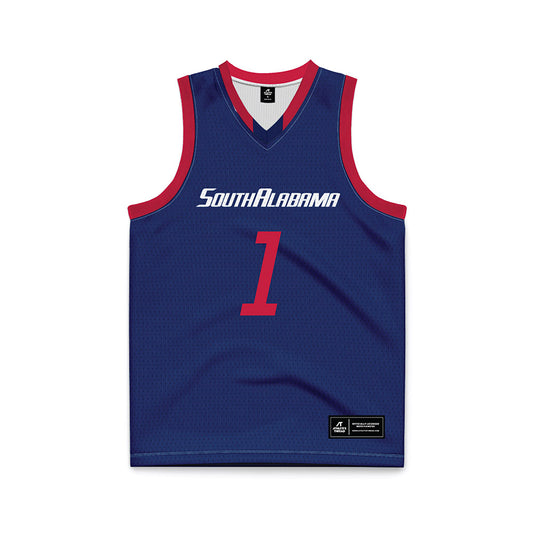 South Alabama - NCAA Men's Basketball : Jalen Langsy - Blue Basketball Jersey-0
