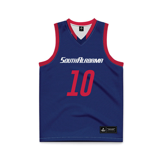 South Alabama - NCAA Men's Basketball : Maxwell Land - Blue Basketball Jersey-0