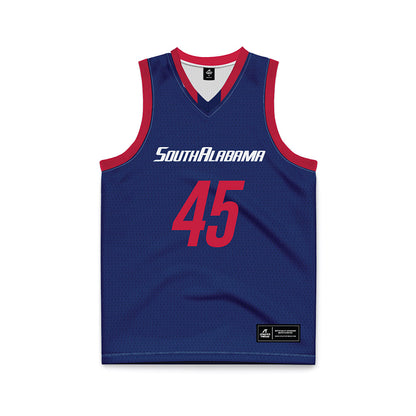 South Alabama - NCAA Men's Basketball : Samuel Tabe - Blue Basketball Jersey-0