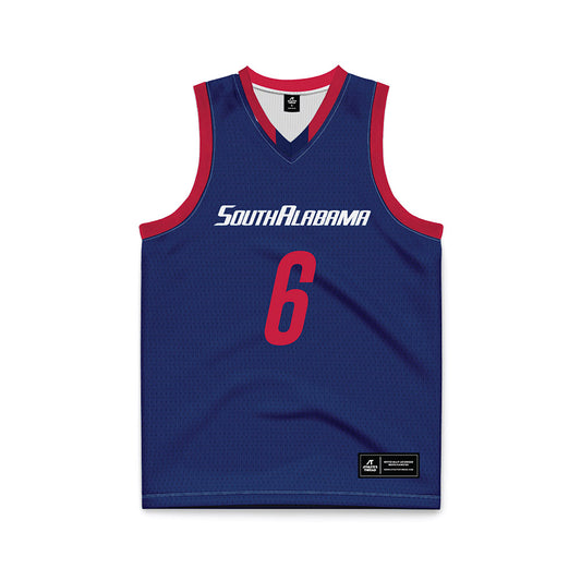 South Alabama - NCAA Men's Basketball : Jj Wheat - Blue Basketball Jersey-0