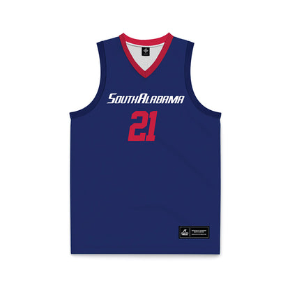 South Alabama - NCAA Women's Basketball : Alicia Spann - Blue Basketball Jersey-0