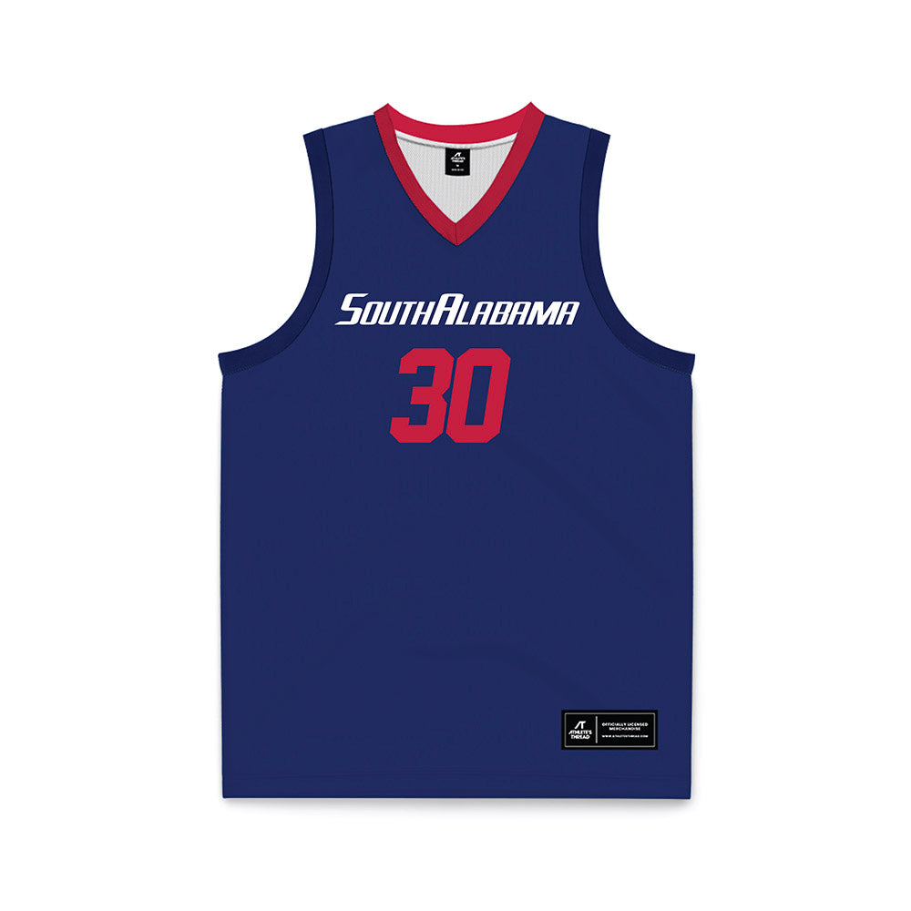 South Alabama - NCAA Women's Basketball : Jeriyah Baines - Blue Basketball Jersey-0