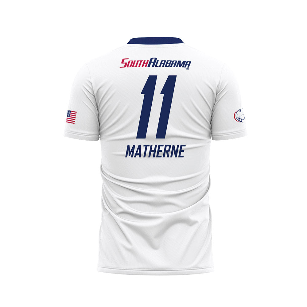 South Alabama - NCAA Women's Soccer : Ava Matherne - White Soccer Jersey-1