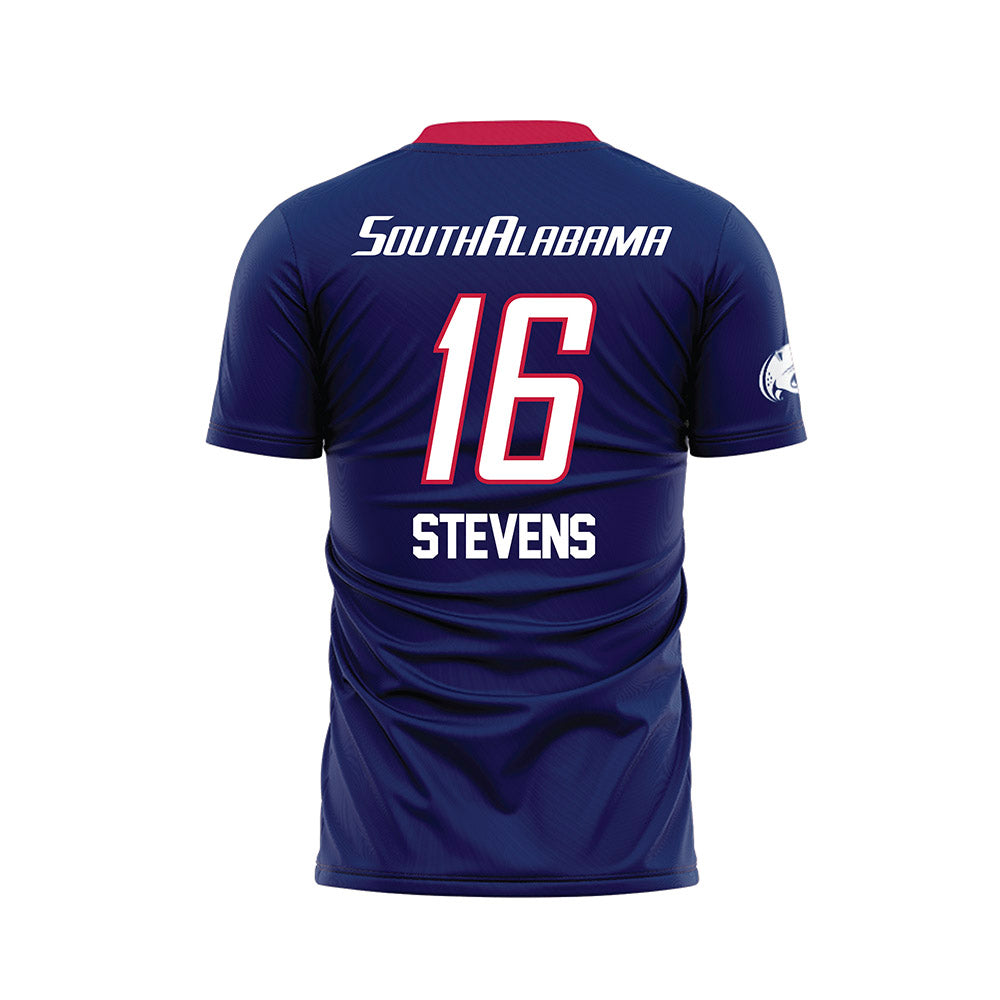 South Alabama - NCAA Women's Soccer : Alyssa Stevens - Blue Soccer Jersey-1