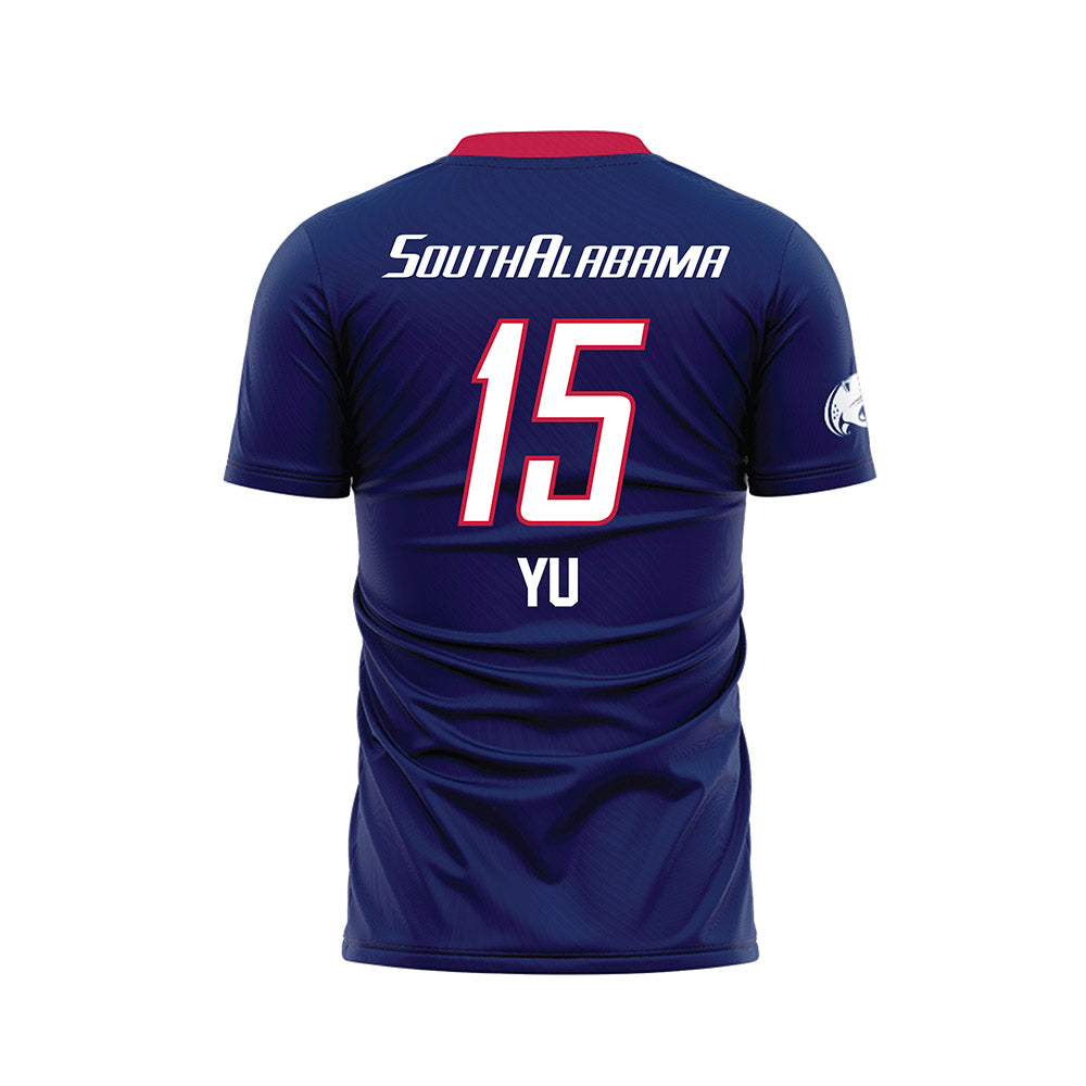South Alabama - NCAA Women's Soccer : Lauren Yu - Blue Soccer Jersey-1