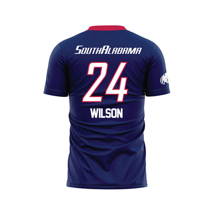 South Alabama - NCAA Women's Soccer : Larkin Wilson - Blue Soccer Jersey-1