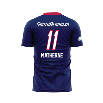 South Alabama - NCAA Women's Soccer : Ava Matherne - Blue Soccer Jersey-1