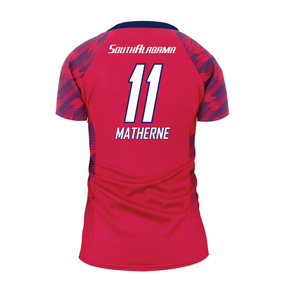 South Alabama - NCAA Women's Soccer : Ava Matherne - Red Volleyball Jersey-1