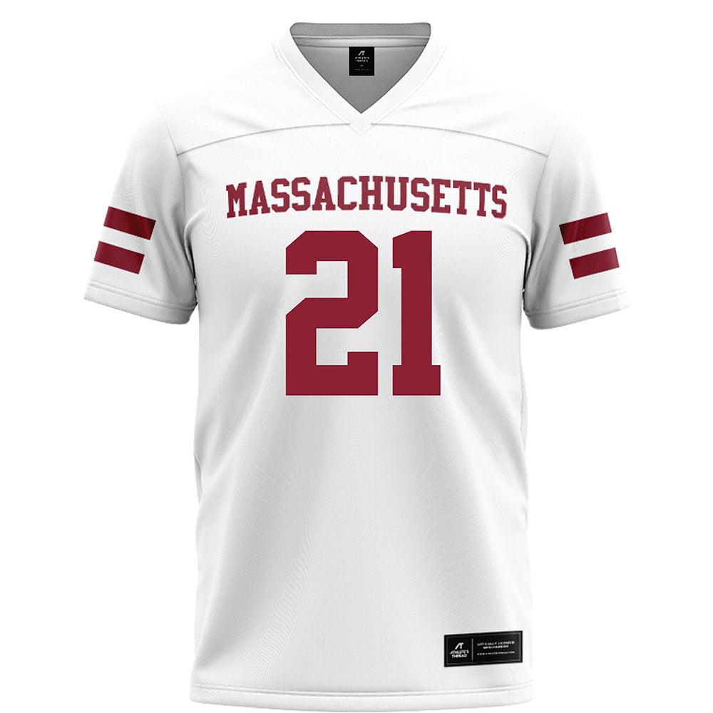 UMass - NCAA Football : Terron Johnson - White Football Jersey-0