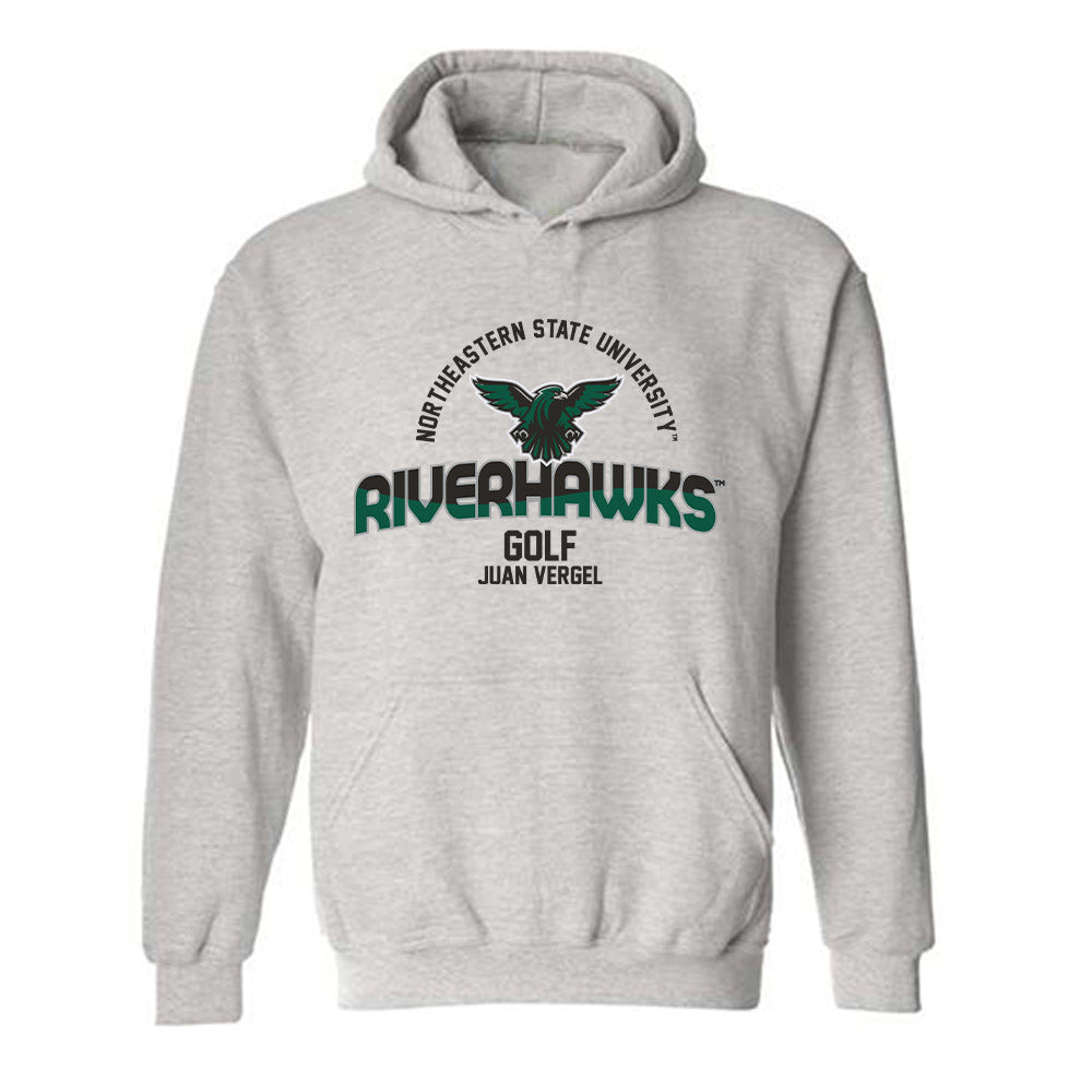 Northeastern State - NCAA Men's Golf : Juan Vergel - Classic Fashion Shersey Hooded Sweatshirt-0