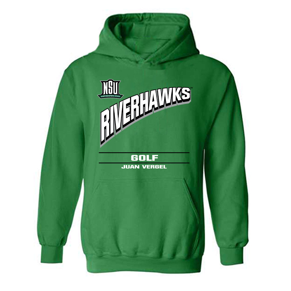 Northeastern State - NCAA Men's Golf : Juan Vergel - Classic Fashion Shersey Hooded Sweatshirt-0