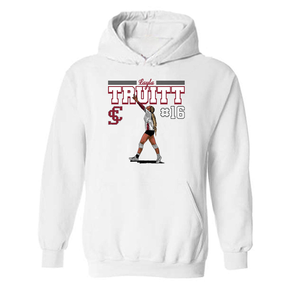 SCU - NCAA Women's Volleyball : Layla Truitt - Hooded Sweatshirt Player Illustration