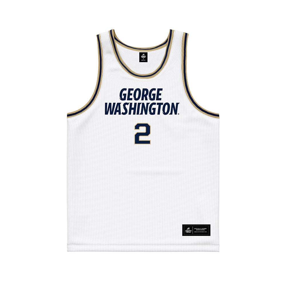GWU - NCAA Men's Basketball : Christian Jones - White Basketball Jersey-0