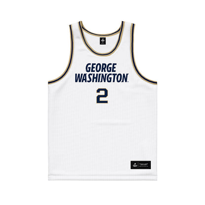 GWU - NCAA Men's Basketball : Christian Jones - White Basketball Jersey-0