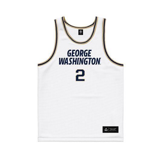 GWU - NCAA Men's Basketball : Christian Jones - White Basketball Jersey-0