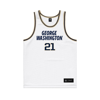 GWU - NCAA Men's Basketball : Mohamed Binzagr - White Basketball Jersey-0