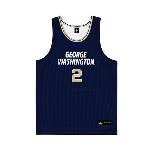 GWU - NCAA Men's Basketball : Christian Jones - Navy Basketball Jersey-0