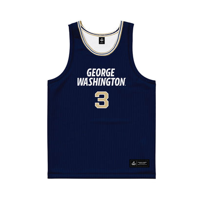 GWU - NCAA Men's Basketball : Tre Dinkins - Navy Basketball Jersey-0