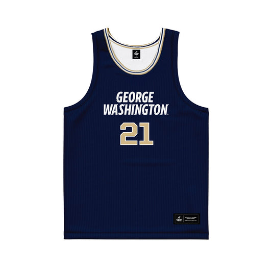 GWU - NCAA Men's Basketball : Mohamed Binzagr - Navy Basketball Jersey-0