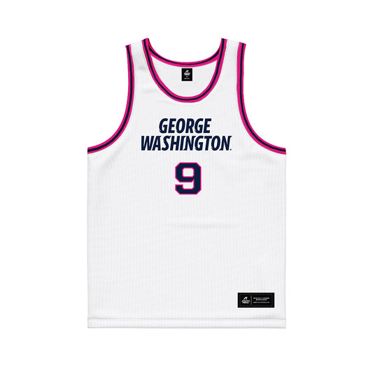 GWU - NCAA Women's Basketball : Emma Theodorsson - White Basketball Jersey-0