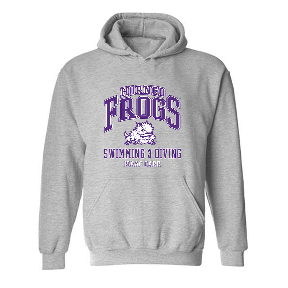TCU - NCAA Men's Swimming & Diving : Isaac Carr - Classic Fashion Shersey Hooded Sweatshirt-0