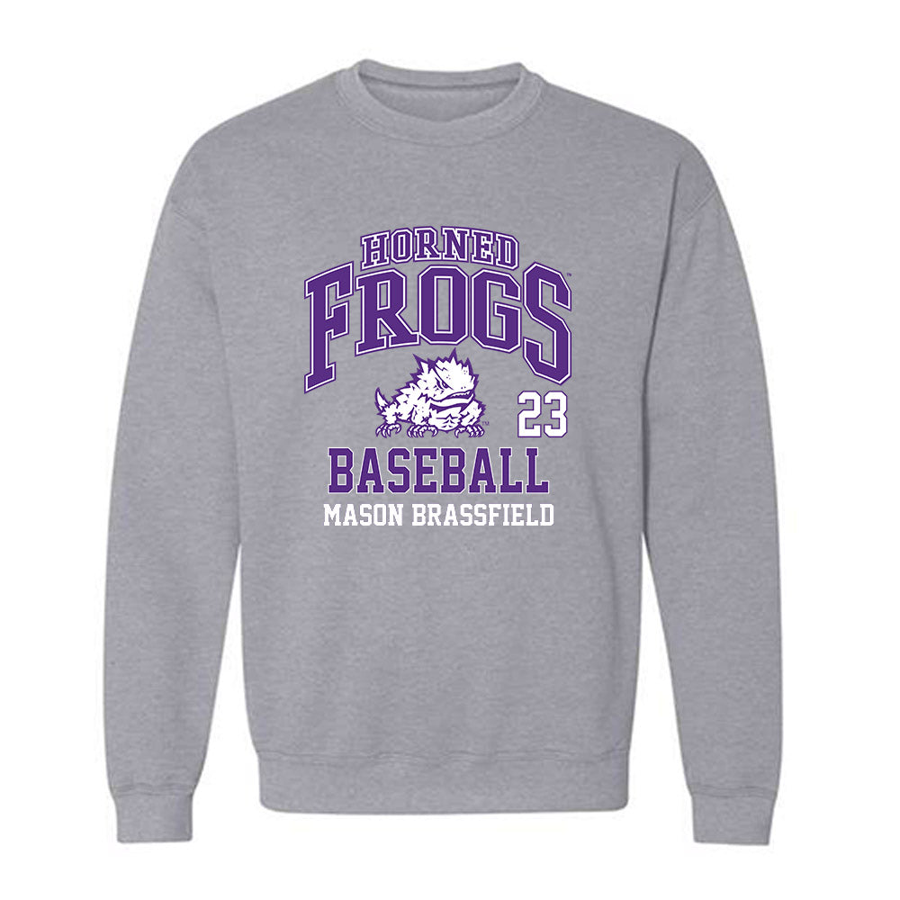 TCU - NCAA Baseball : Mason Brassfield - Classic Fashion Shersey Crewneck Sweatshirt-0