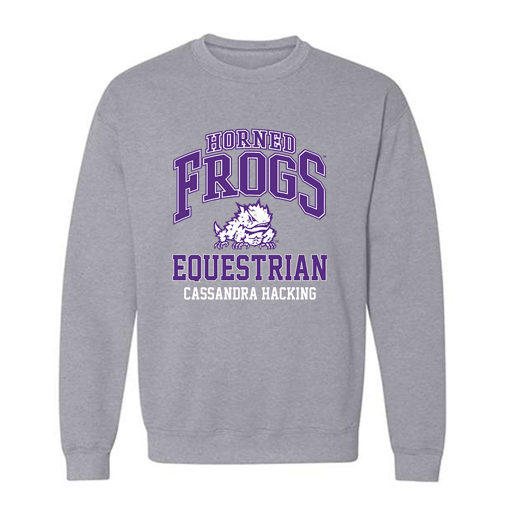 TCU - NCAA Equestrian : Cassandra Hacking - Classic Fashion Shersey Crewneck Sweatshirt-0