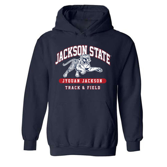 Jackson State - NCAA Men's Track & Field : Jyquan Jackson - Classic Fashion Shersey Hooded Sweatshirt-0