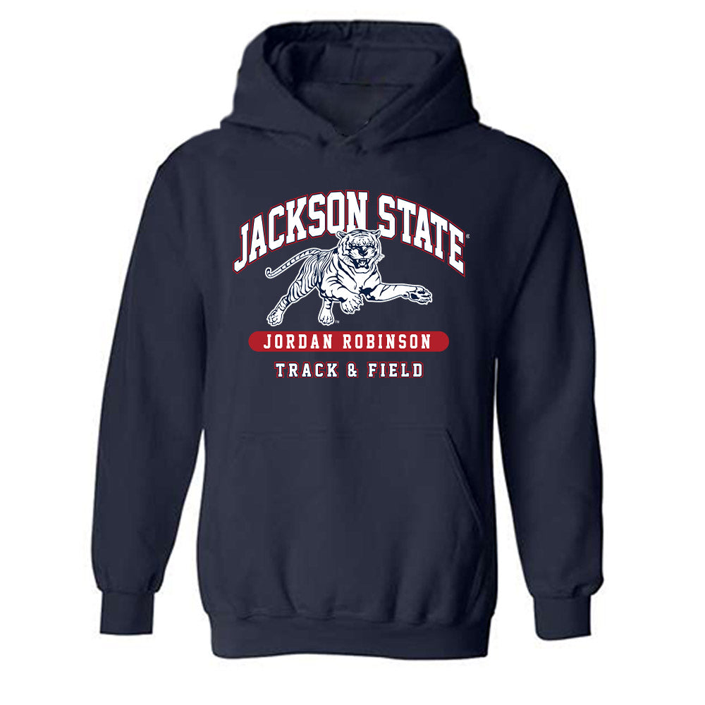 Jackson State - NCAA Men's Track & Field : Jordan Robinson - Classic Fashion Shersey Hooded Sweatshirt-0