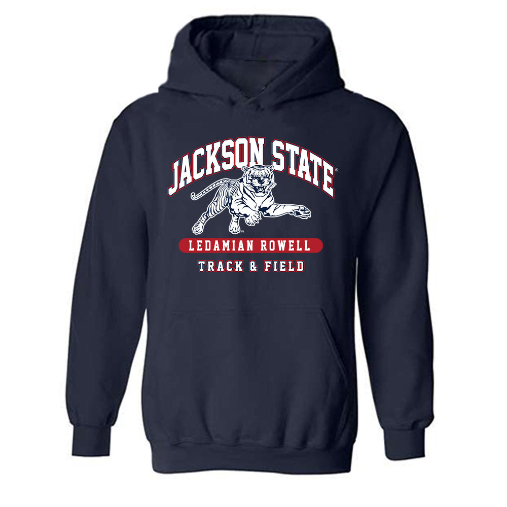 Jackson State - NCAA Men's Track & Field : Ledamian Rowell - Classic Fashion Shersey Hooded Sweatshirt-0