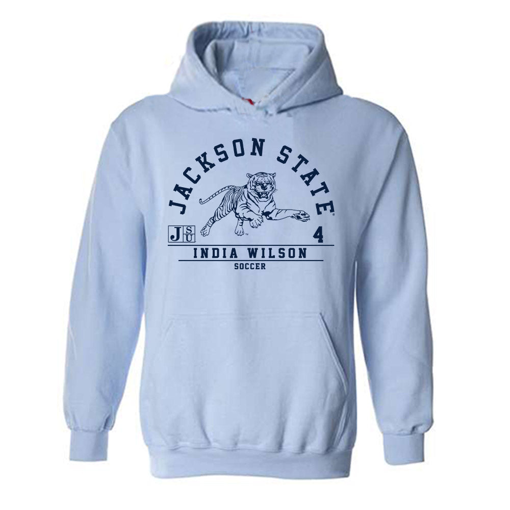 Jackson State - NCAA Women's Soccer : India Wilson - Classic Fashion Shersey Hooded Sweatshirt-0